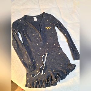 Victoria' Secret XS gold and dark gray Jumper with Gold Stars/Gold Puppy💗🐶💗